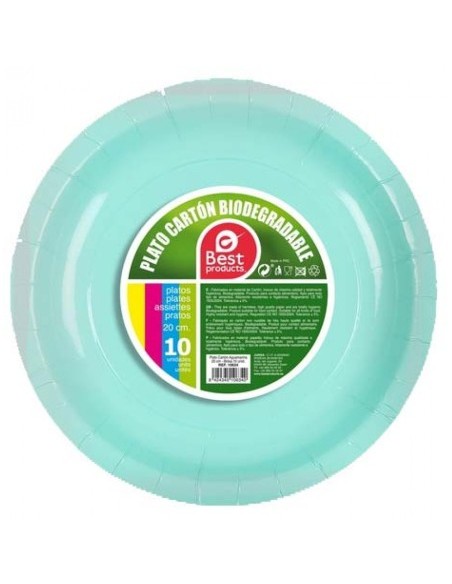 S/10 PLATO 20CM CARTON AGUAMARINA