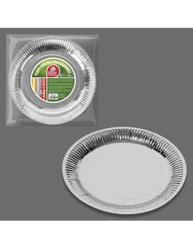 S/12 PLATO CARTÓN PLATA 18 CM