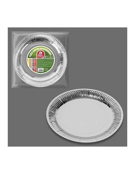 S/12 PLATO CARTÓN PLATA 18 CM