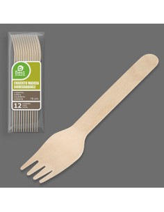 S/12 TENEDOR MADERA 16 CM