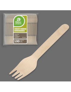 S/100 TENEDOR 16CM MADERA  BOLSA 100