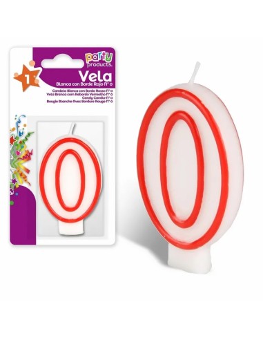 VELA  Nº 0 BLANCA CON BORDE ROJO