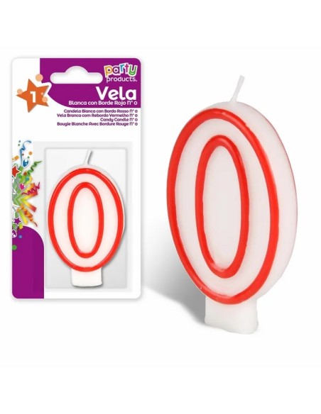 VELA  Nº 0 BLANCA CON BORDE ROJO
