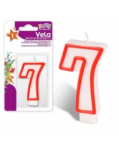 VELA BLANCA CON BORDE ROJO Nº 7