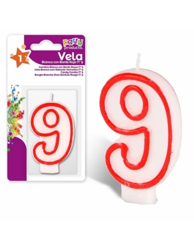 VELA BLANCA CON BORDE ROJO Nº 9