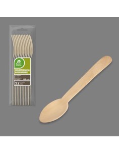 S/12 CUCHARITA POSTRE-CAFÉ MADERA 13,80 CM