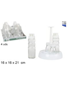 VINAJERAS/SALEROS  VIDRIO EN BASE REDONDA BLANCA