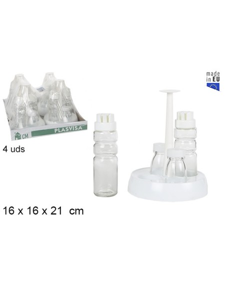 VINAJERAS/SALEROS  VIDRIO EN BASE REDONDA BLANCA