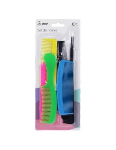 PEINE PLASTICO 6 UDS COLORES STDS