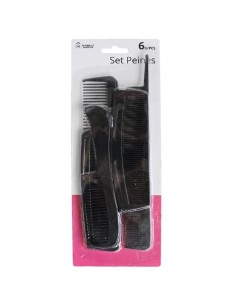 PEINE PLASTICO 6 UDS NEGRO