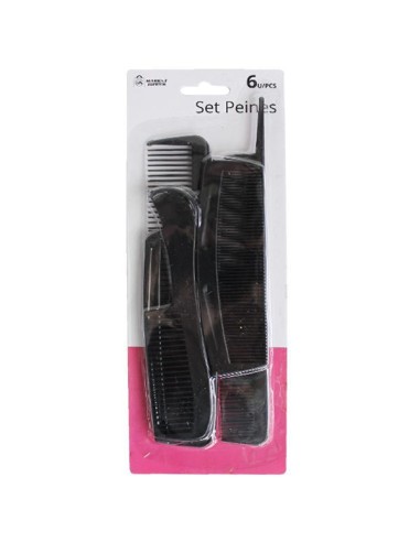 PEINE PLASTICO 6 UDS NEGRO