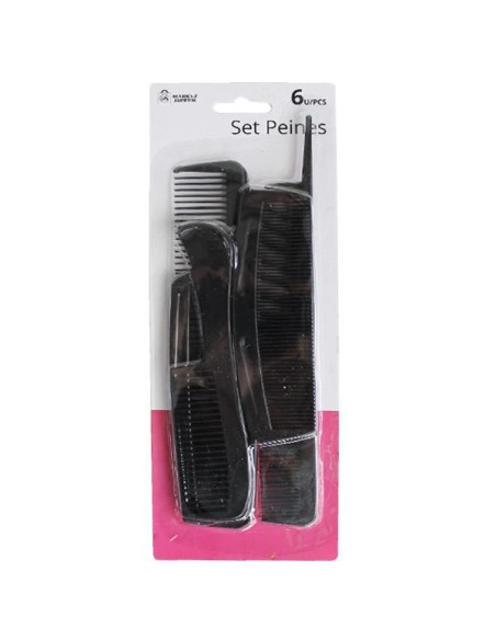 PEINE PLASTICO 6 UDS NEGRO