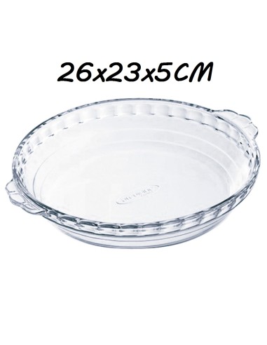 FUENTE  26x23x5CM VIDRIO MOLDE CAKEASAS REDONDO