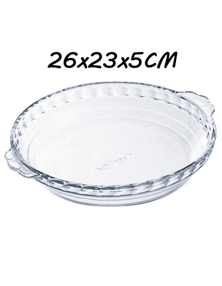 FUENTE  26x23x5CM VIDRIO MOLDE CAKEASAS REDONDO