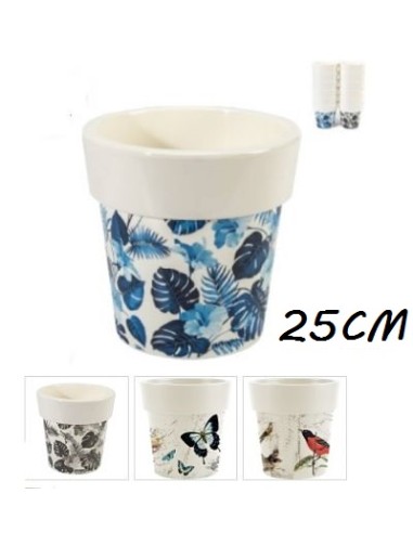 MACETA LISA DECORADA 25CM