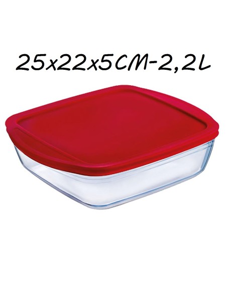 FIAMBRERA 2.2L 25x22x5CM C/TAPA ROJA
