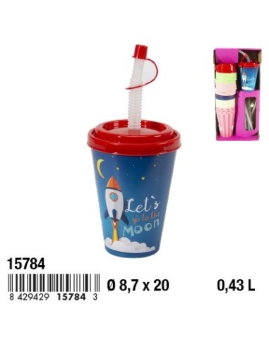 VASO HAWAI IML FANTASIA CON TAPA Y CAÑA 0,43 L.