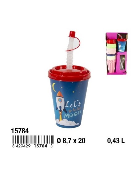 VASO HAWAI IML FANTASIA CON TAPA Y CAÑA 0,43 L.