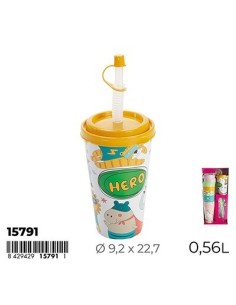 VASO VIENA ANIMALS CON TAPA Y CAÑA 0,56 L.