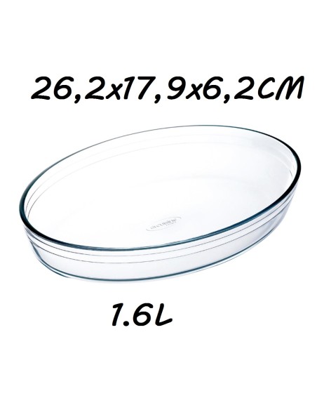 FUENTE 1.6L 19X14X4CM VIDRIO MOLDE OVAL