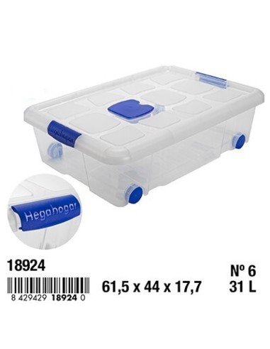 CAJA 31L 61.5X44X17.7CM Nº6 CIERRES ANTIPOLILLA Y RUEDAS