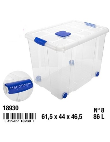 CAJA 86L 61.5X44X46.5CM Nº8  CIERRES ANTIPOLILLA Y RUEDAS