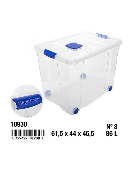 CAJA 86L 61.5X44X46.5CM Nº8  CIERRES ANTIPOLILLA Y RUEDAS