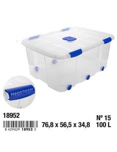 CAJA 100L Nº15 76.8X56.5X34.8CM CIERRES ANTIPOLILLA/RUEDAS