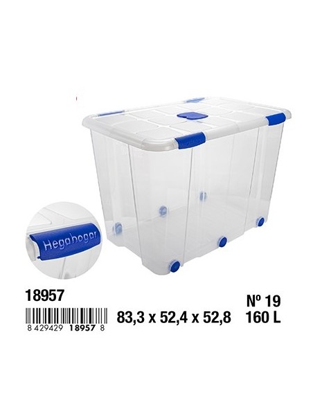 CAJA 160L 83.3X52.4X52.8CM Nº19  CIERRES ANTIPOLILLA/RUEDAS