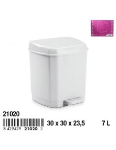 CUBO MICHIGAN CUADRADO CON PEDAL 7 L.  BLANCO