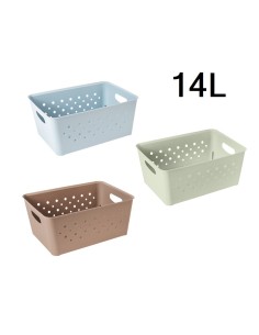 CESTO 14L RECTANGULAR CIRCULOS COLOR