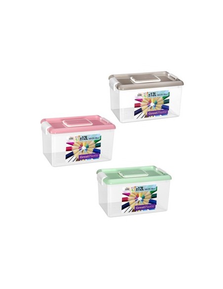 CAJA 12L 46.5X34X22CM TAPA COLOR