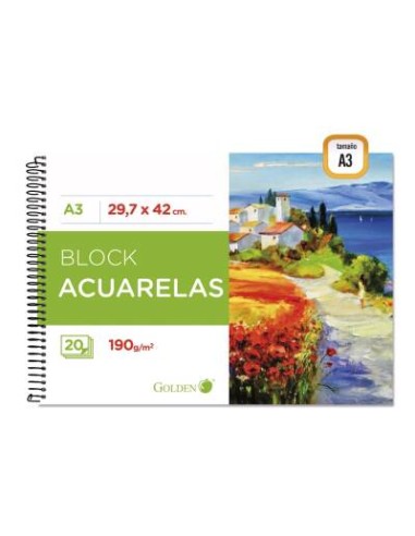 CUADERNO DE DIBUJO A3 190GR 20H ACUARELAS