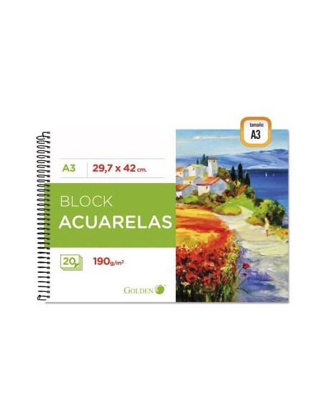 CUADERNO DE DIBUJO A3 190GR 20H ACUARELAS