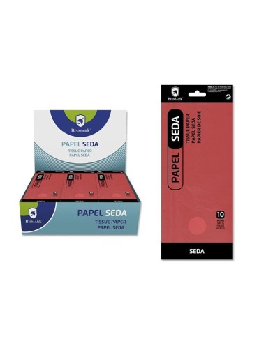 PAPEL SEDA LISO ROJO. BOLSA 10 HOJAS