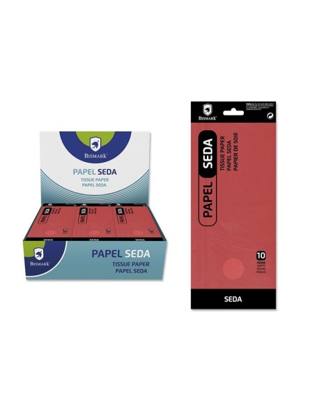 PAPEL SEDA LISO ROJO. BOLSA 10 HOJAS