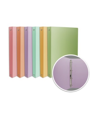 CARPETA 4 ANILLAS PP PASTEL 20MM A4
