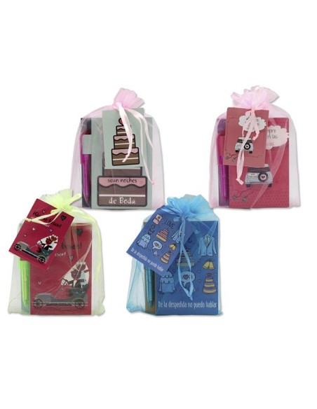 LIBRETA BODAS C/BOLIGRAFO EN BOLSITA SEDA