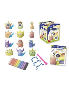 PLASTILINA MONSTRUOS 12 COLORES PASTEL + CORTADOR