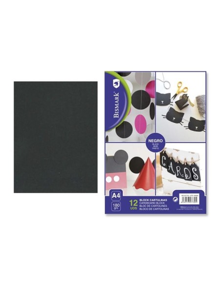 CARTULINA NEGRA A4-BLOCK 12 UNIDADES