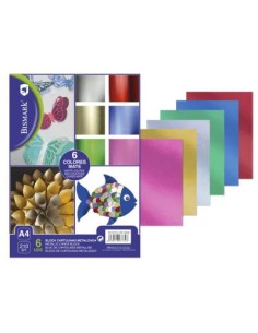 CARTULINA METALIZADA MATE A4 BLOCK 6 COLORES