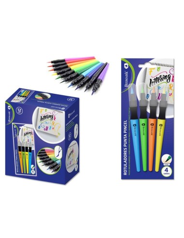 SET 4 ROTULADORES LETTERING PUNTA PINCEL