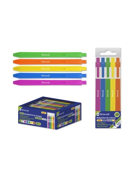 BOLIGRAFOS 5UND SOFT TINTA COLORES NEON 0.7mm
