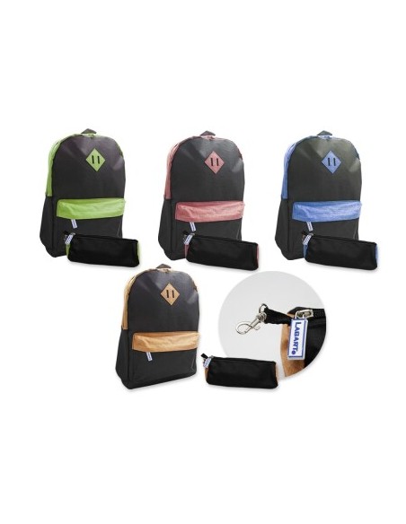 MOCHILA NEGRA BICOLOR C/ PORTATODO