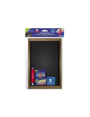 PIZARRA NEGRA +6 TIZAS + APLICADOR + BORRADOR
