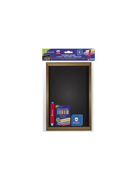 PIZARRA NEGRA +6 TIZAS + APLICADOR + BORRADOR