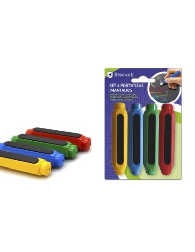 PORTATIZAS IMANTADO CON TIZA COLORES SET 4 UDS