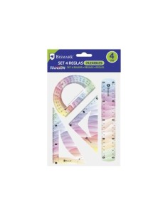 REGLA 20CM FLEXIBLES SET 4UND RAINBOW