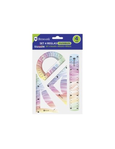REGLA 20CM FLEXIBLES SET 4UND RAINBOW