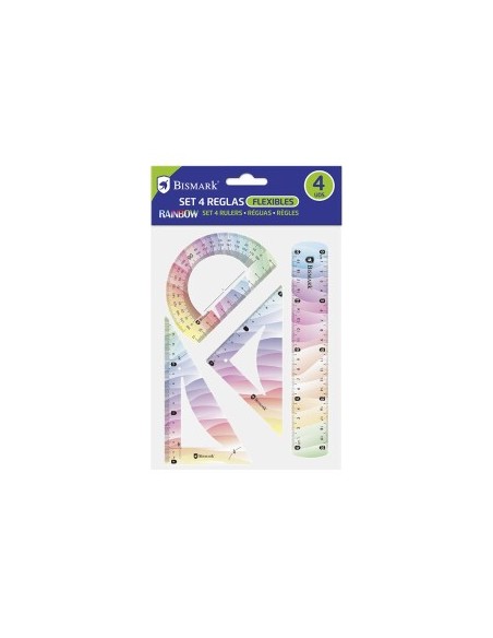 REGLA 20CM FLEXIBLES SET 4UND RAINBOW